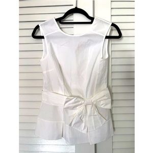 Kate Spade White Bow Peplum Blouse